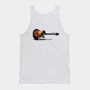 Vintage Retro Guitar Gifts Guitarist Musician Concert Guitar Tank Top